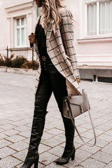 Fashion Street Plaid Turn-back Collar Outerwear(5 Colors)
