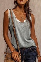 Fashion Casual Solid Patchwork U Neck Tops(3 Colors)