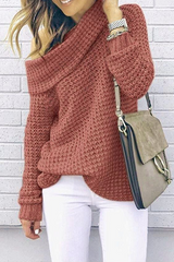 Casual Solid Patchwork Off Shoulder Sweater(5 Colors)