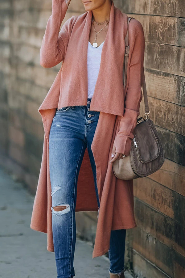 Casual Solid Patchwork Pocket Turndown Collar Outerwear(6 Colors)