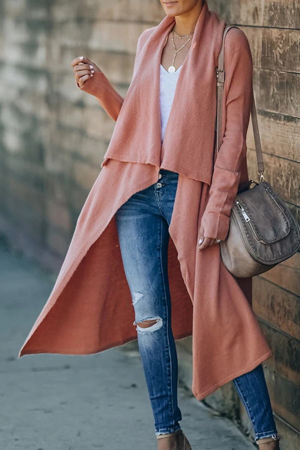 Casual Solid Patchwork Pocket Turndown Collar Outerwear(6 Colors)
