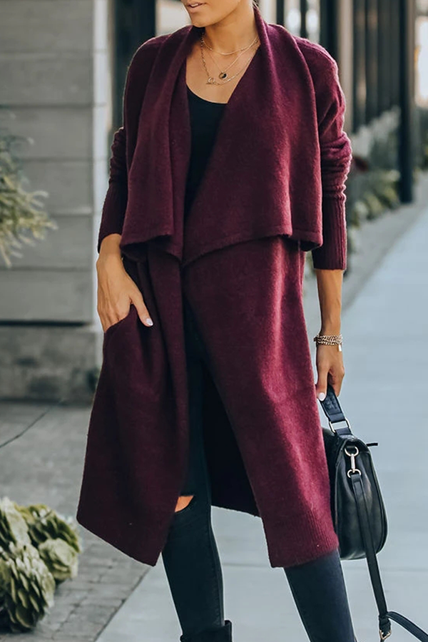 Casual Solid Patchwork Pocket Turndown Collar Outerwear(6 Colors)