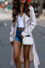Fashion Elegant Solid Patchwork Turndown Collar Outerwear
