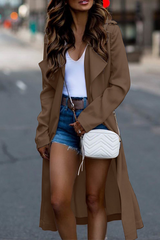 Fashion Elegant Solid Patchwork Turndown Collar Outerwear