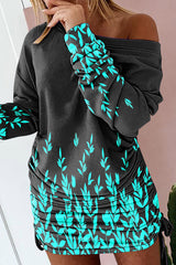 Sexy Print Patchwork Draw String Fold O Neck One Step Skirt Dresses(4 Colors)