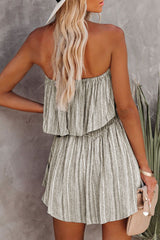 Fashion Street Print Patchwork Strapless Loose Rompers