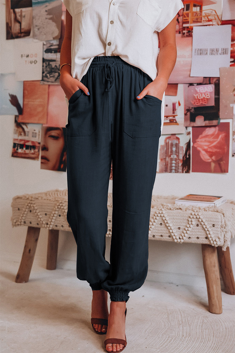 Casual Solid Patchwork Harlan Mid Waist Harlan Solid Color Bottoms