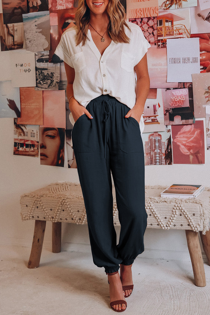 Casual Solid Patchwork Harlan Mid Waist Harlan Solid Color Bottoms