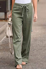 Casual Solid Patchwork Straight Mid Waist Wide Leg Solid Color Bottoms(6 Colors)
