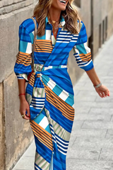 Fashion Print Shirt Dress Dresses(8 Colors)