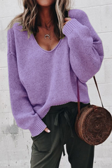 Casual Solid Patchwork U Neck Sweaters(7 Colors)