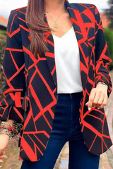 Fashion Print Printing Turndown Collar Outerwear