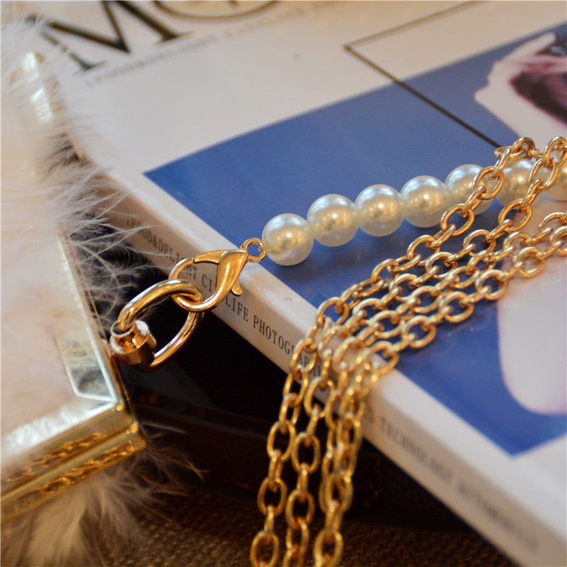 Daily Party Patchwork Feathers Chains Pearl Bags(3 Colors)