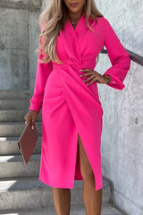 Elegant Asymmetrical Solid Color V Neck A Line Dresses(5 Colors)