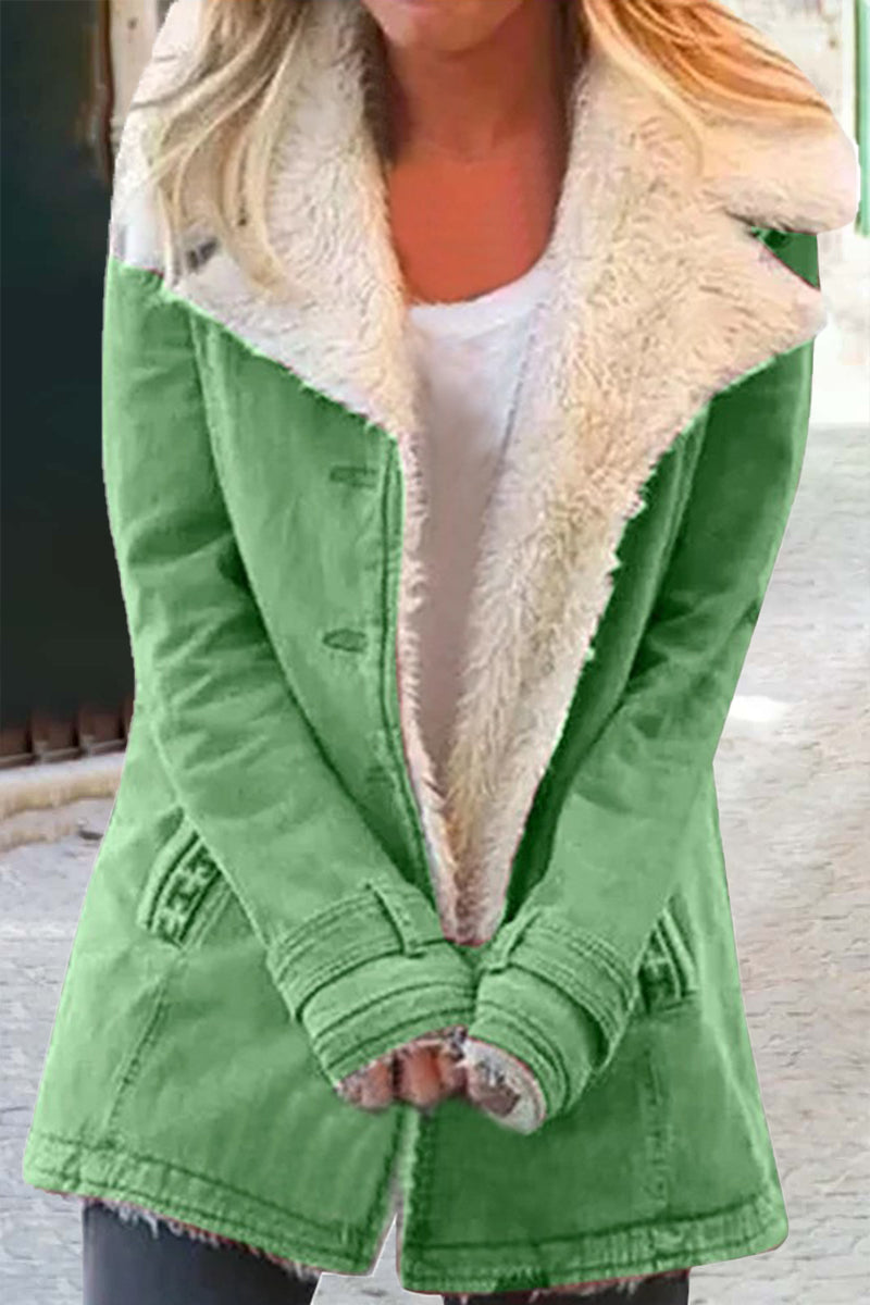 Elegant Solid Buttons Turndown Collar Outerwear(9 Colors)