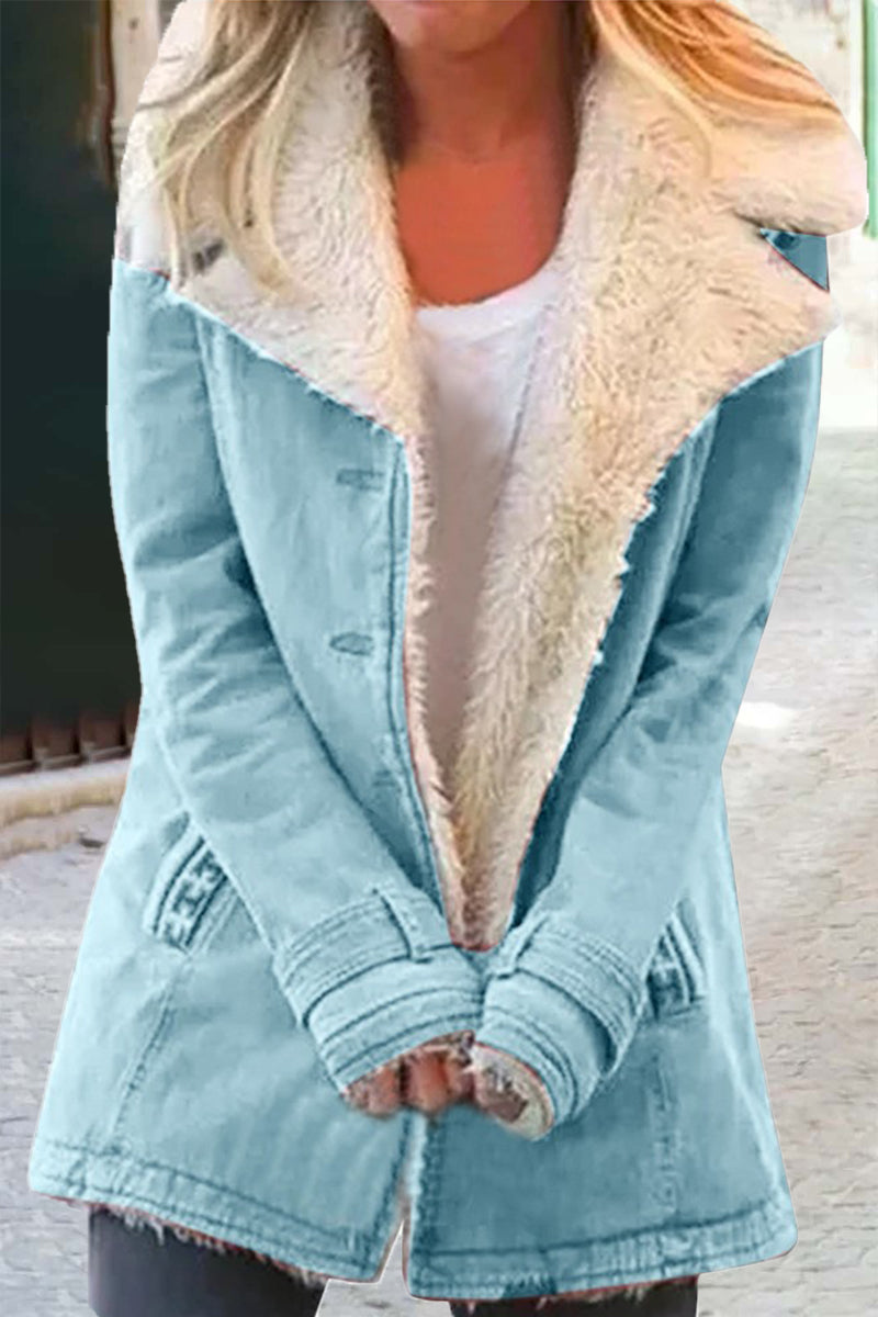 Elegant Solid Buttons Turndown Collar Outerwear(9 Colors)