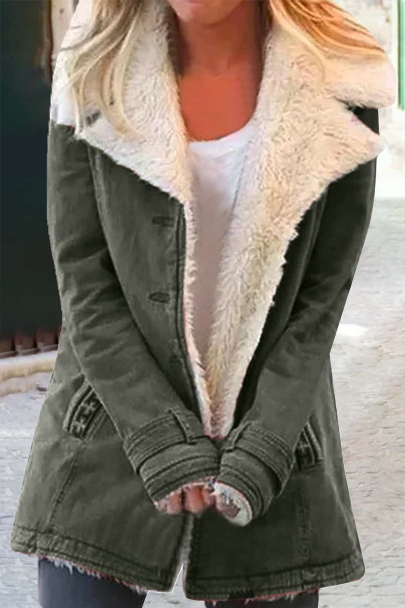 Elegant Solid Buttons Turndown Collar Outerwear(9 Colors)