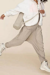 Street Solid Color V Neck Loose Jumpsuits(3 Colors)