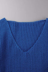 Casual Solid Slit V Neck Sweaters(7 Colors)