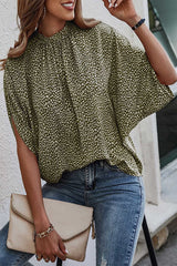 Work Elegant Print Patchwork O Neck Blouses(10 Colors)