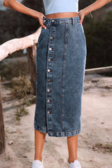 Elegant Solid Buckle Slit High Waist Pencil Solid Color Bottoms(5 Colors)