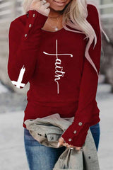 Street Print Letter O Neck Tops(3 Colors)