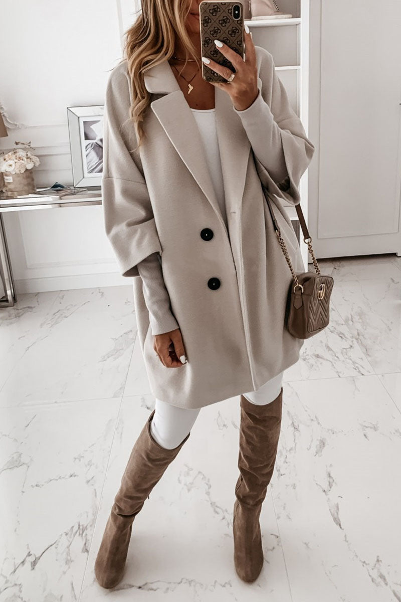 Fashion Casual Adult Solid Buttons Turn-back Collar Outerwear(4 Colors)