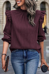 Street Elegant Solid Stringy Selvedge Mandarin Collar Tops(3 Colors)