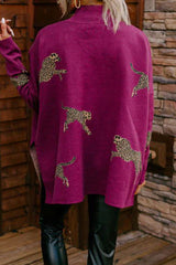 Casual Animal Slit Printing Turtleneck Tops(4 Colors)