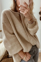 Fashion Solid Cardigan Cardigan Collar Outerwear