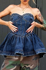 Sexy Casual Solid Backless Strapless Tops