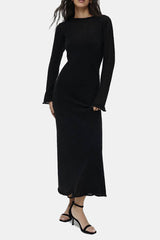 Casual Solid Hollowed Out O Neck Long Sleeve Two Pieces(3 Colors)