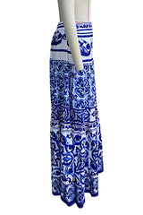 Daily Elegant Geometric Print Patchwork Loose High Waist Type A Full Print Bottoms