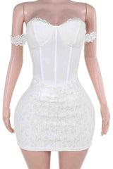 Sexy Lace Patchwork Backless Zipper Strapless Wrapped Skirt Dresses