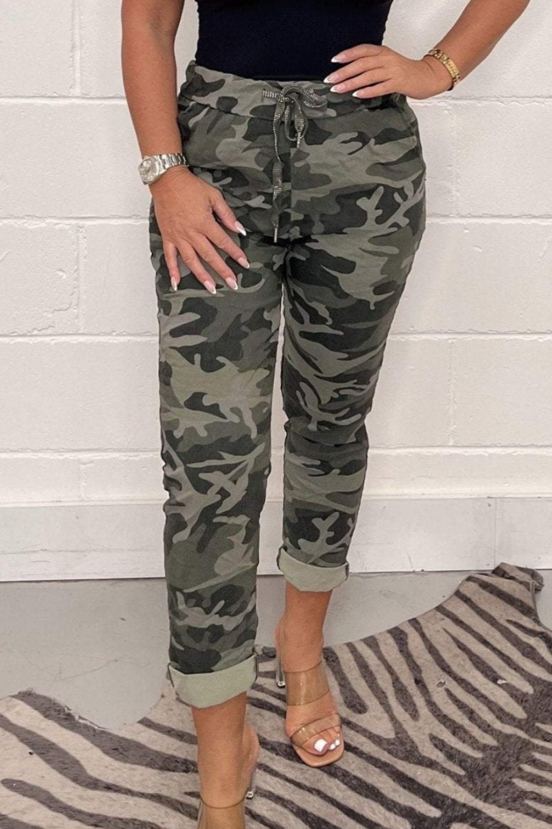 Casual Leopard Print Camouflage Print Basic Regular High Waist Conventional Full Print Bottoms(5 Colors)