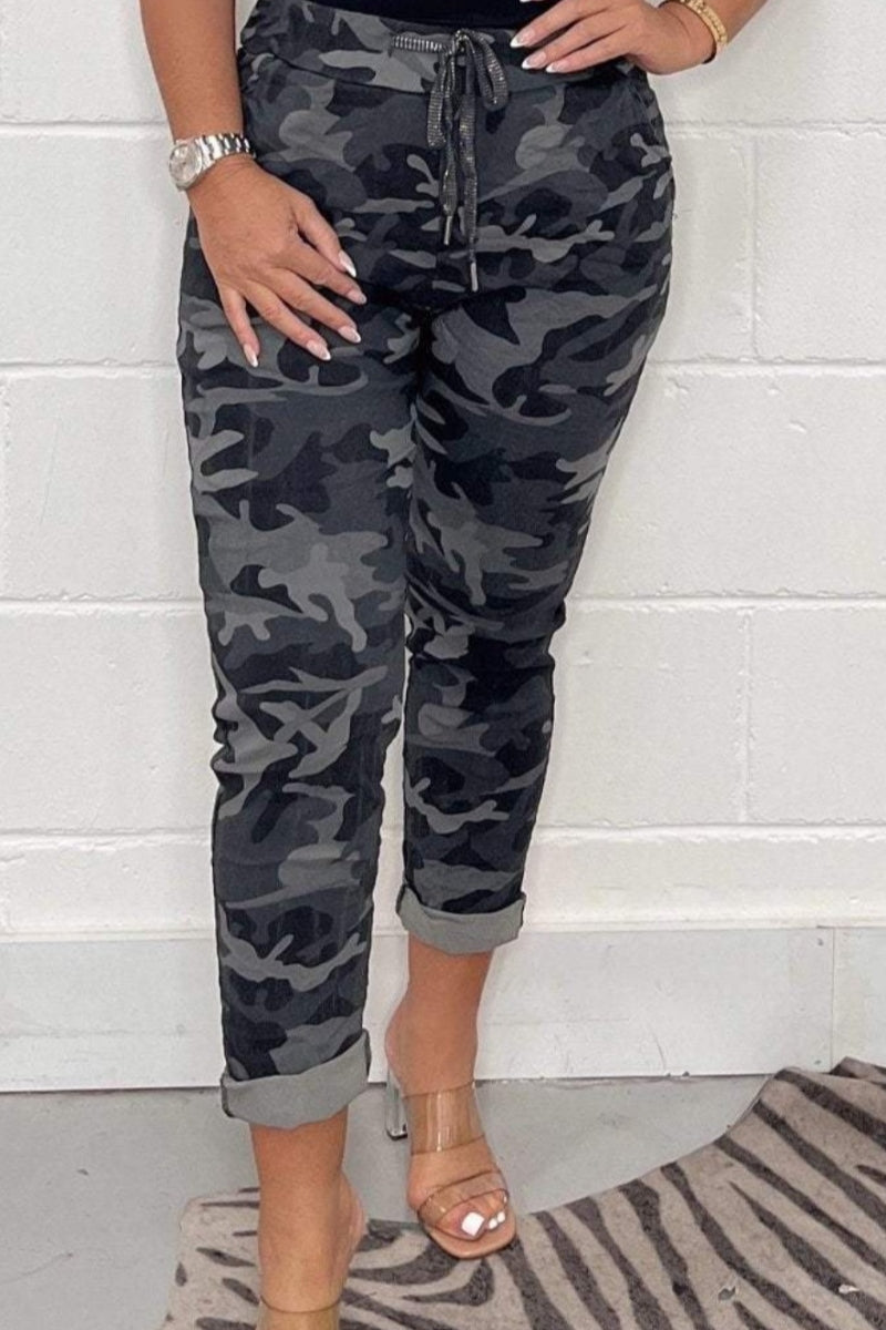 Casual Leopard Print Camouflage Print Basic Regular High Waist Conventional Full Print Bottoms(5 Colors)