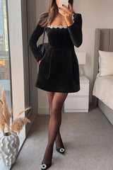 Elegant Pocket Rhinestone Decor Square Neck A Line Dresses(3 Colors)