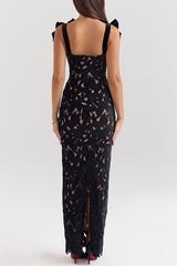 Sexy Solid Color Hollow Out Bow Decor Square Neck One Step Skirt Dresses