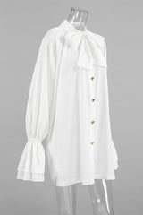 Elegant Lace Up Buckle Ribbon Collar A Line Dresses(3 Colors)