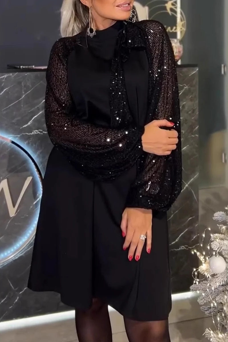 Elegant Sequins Sequined Half A Turtleneck A Line Dresses(5 Colors)