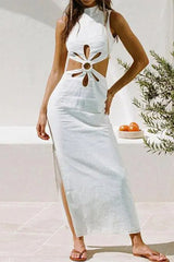 Sexy Hollow Out Backless Slit Half A Turtleneck One Step Skirt Dresses