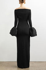 Sexy Solid Color Backless Off Shoulder Long Dresses