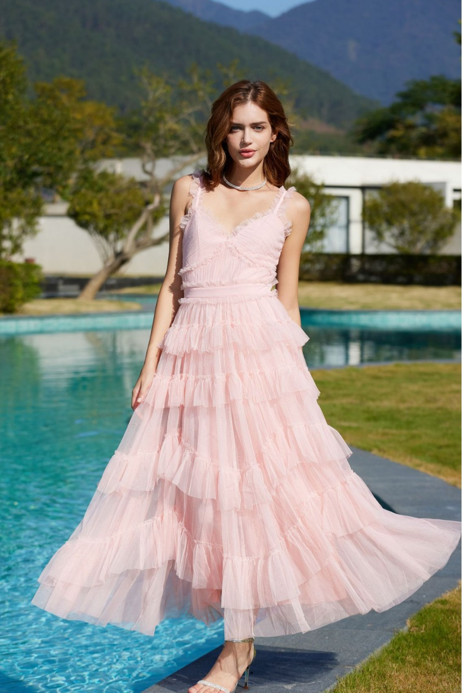 Skirt V-neck high waist cake dress