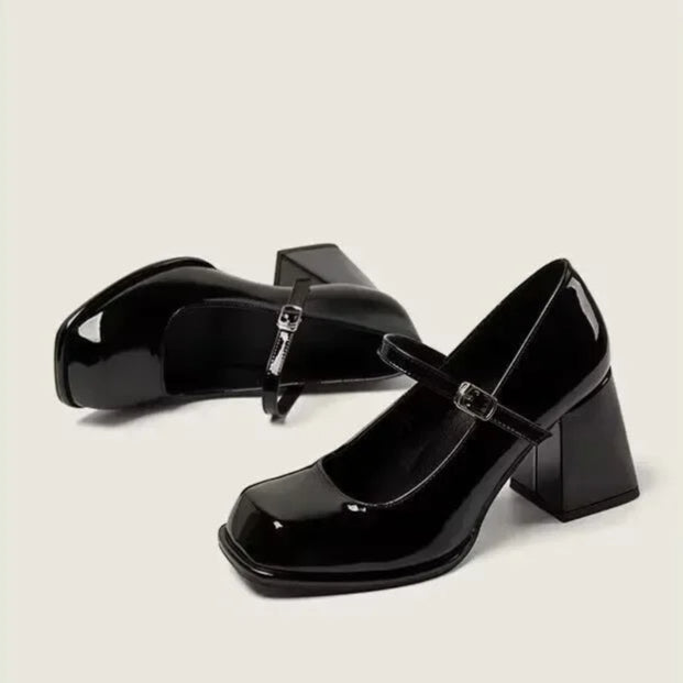 Adele Square Toe Thick Heels