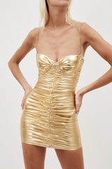 Breast-wrapped strapless pleated hip-hugging evening dress