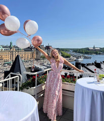 Resort style hollow slim fit deep V ruffled floral backless dress