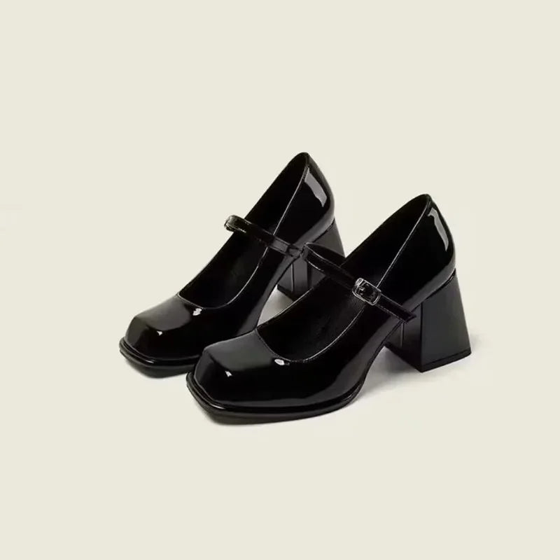 Adele Square Toe Thick Heels