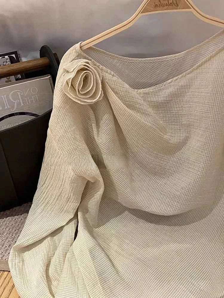 3D Floral Sweet Thin Blouses Tops