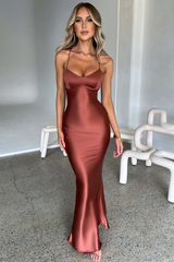 Sexy Halter Satin Dress
