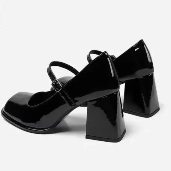 Adele Square Toe Thick Heels
